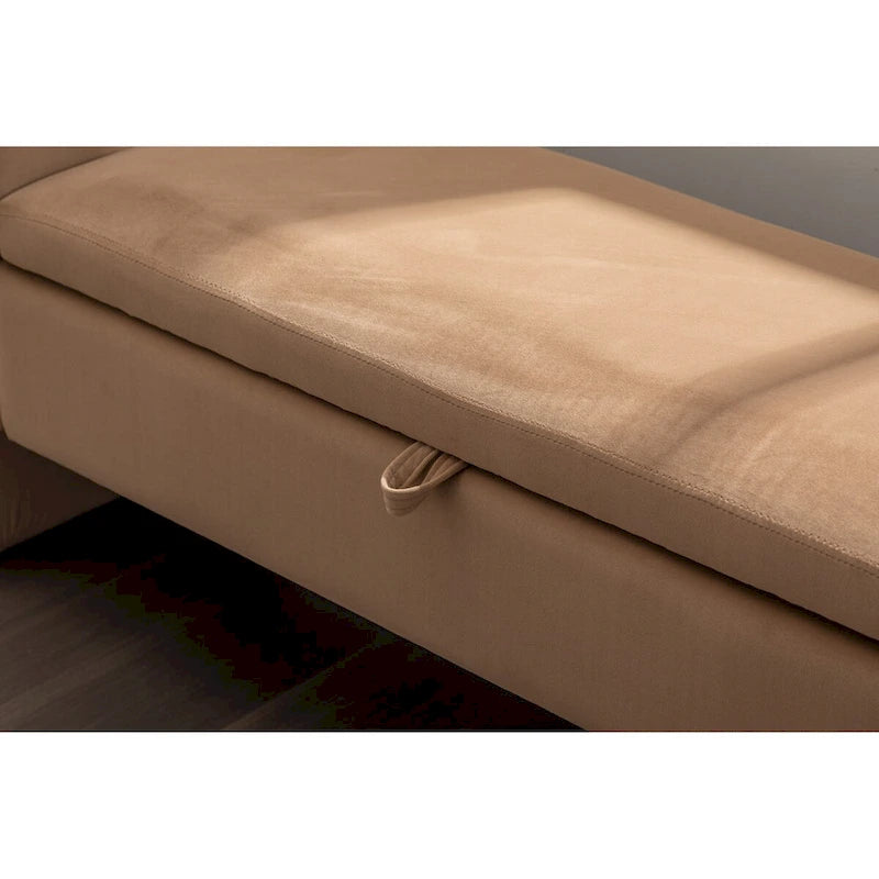 Banc de rangement en tissu Teddy, banc de chambre à coucher avec bande décorative en métal doré pour salon, chambre à coucher, intérieur