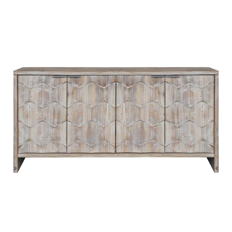 Meuble d'appoint style ferme, buffet 4 portes en bois, vaisselier de rangement, pour salon