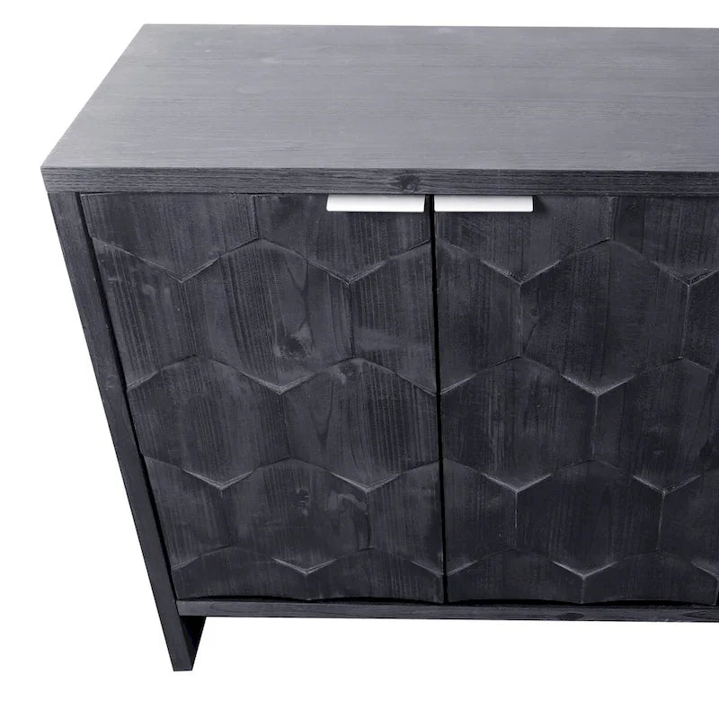 Meuble d'appoint style ferme, buffet 4 portes en bois, vaisselier de rangement, pour salon