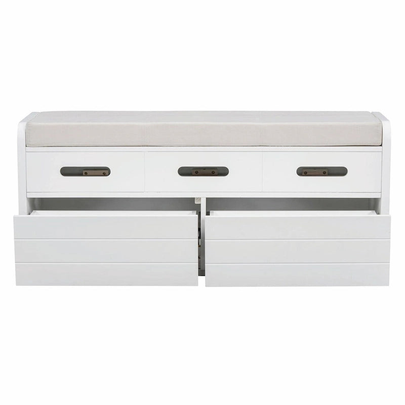 Banc à chaussures de rangement rustique avec 2 tiroirs, rangement dissimulé et 3 faux tiroirs supérieurs