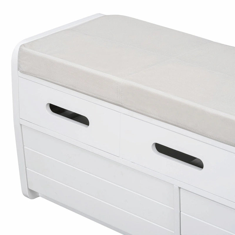 Banc à chaussures de rangement rustique avec 2 tiroirs, rangement dissimulé et 3 faux tiroirs supérieurs