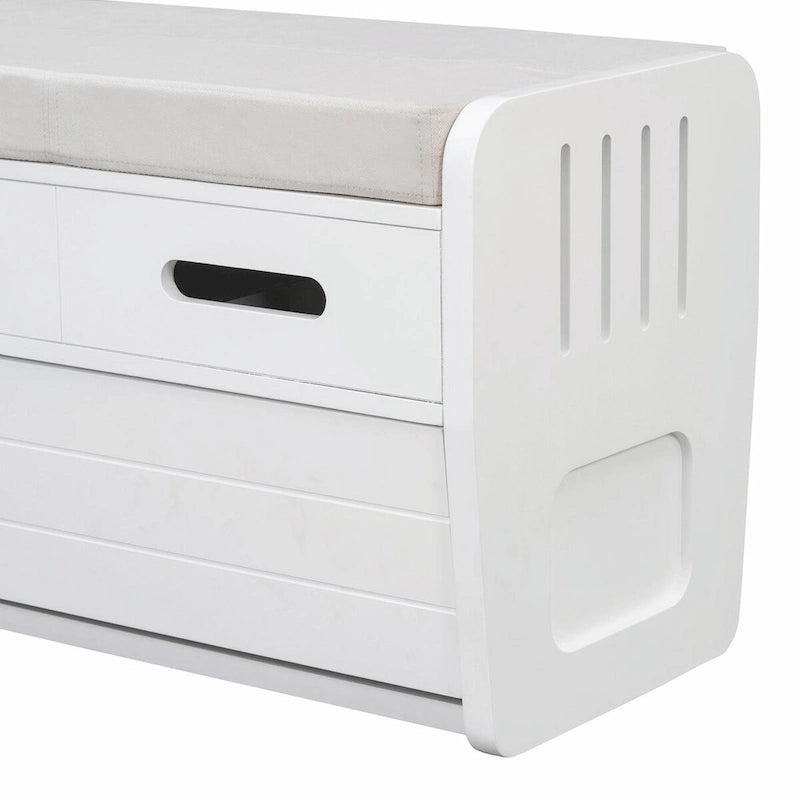 Banc à chaussures de rangement rustique avec 2 tiroirs, rangement dissimulé et 3 faux tiroirs supérieurs
