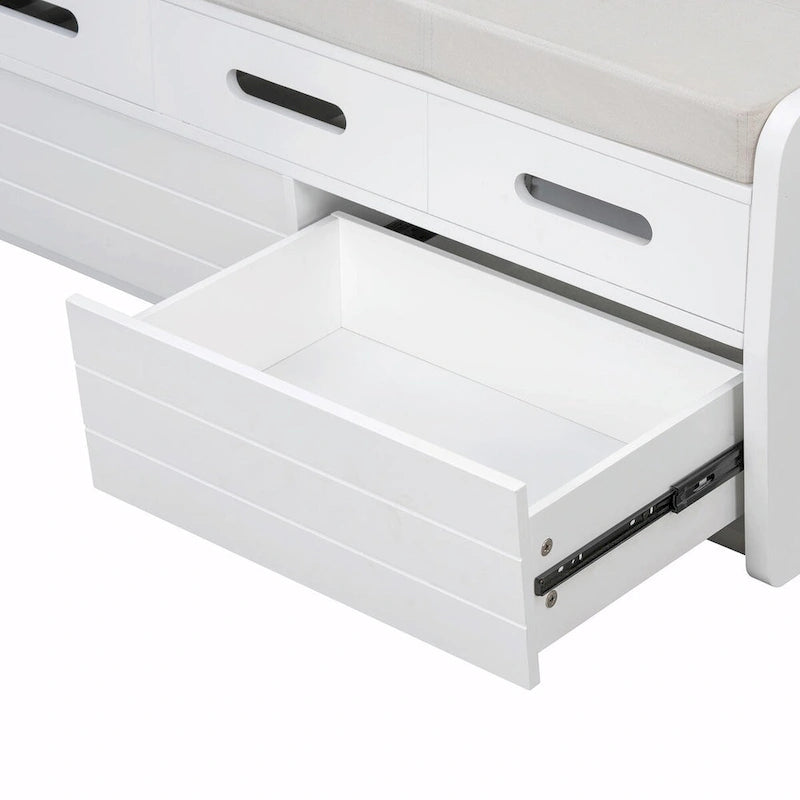 Banc à chaussures de rangement rustique avec 2 tiroirs, rangement dissimulé et 3 faux tiroirs supérieurs