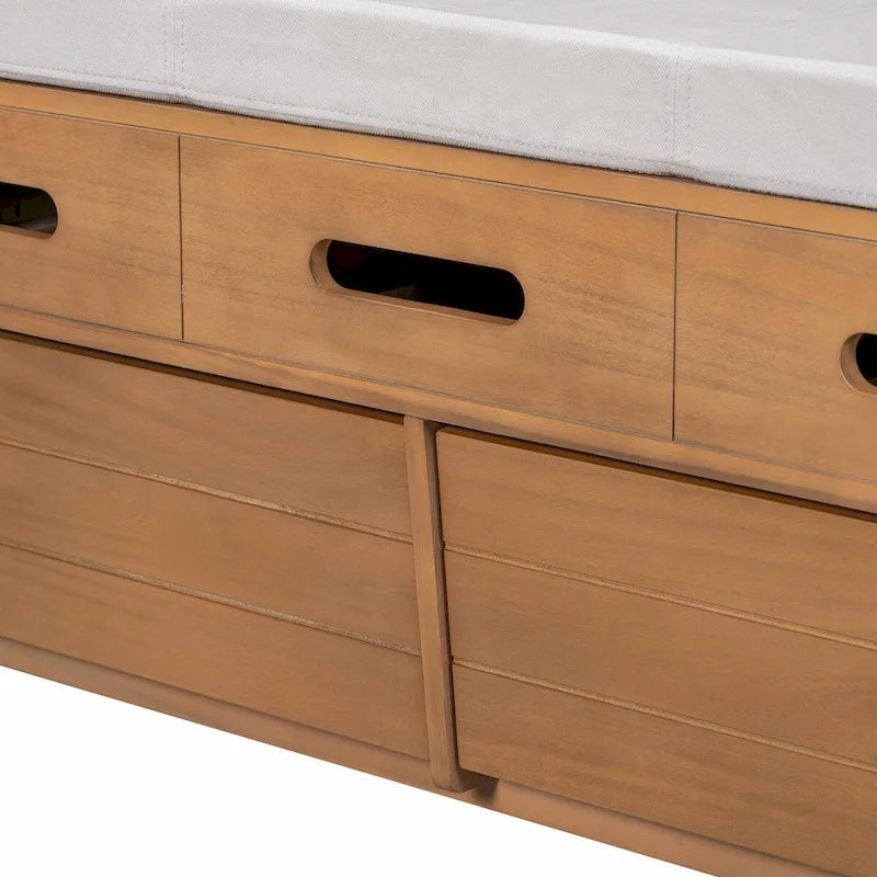 Banc à chaussures de rangement rustique avec 2 tiroirs, rangement dissimulé et 3 faux tiroirs supérieurs