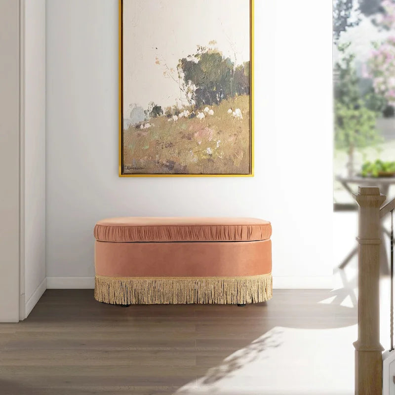 Serena 38 Ottoman banquette de rangement ovale plissée