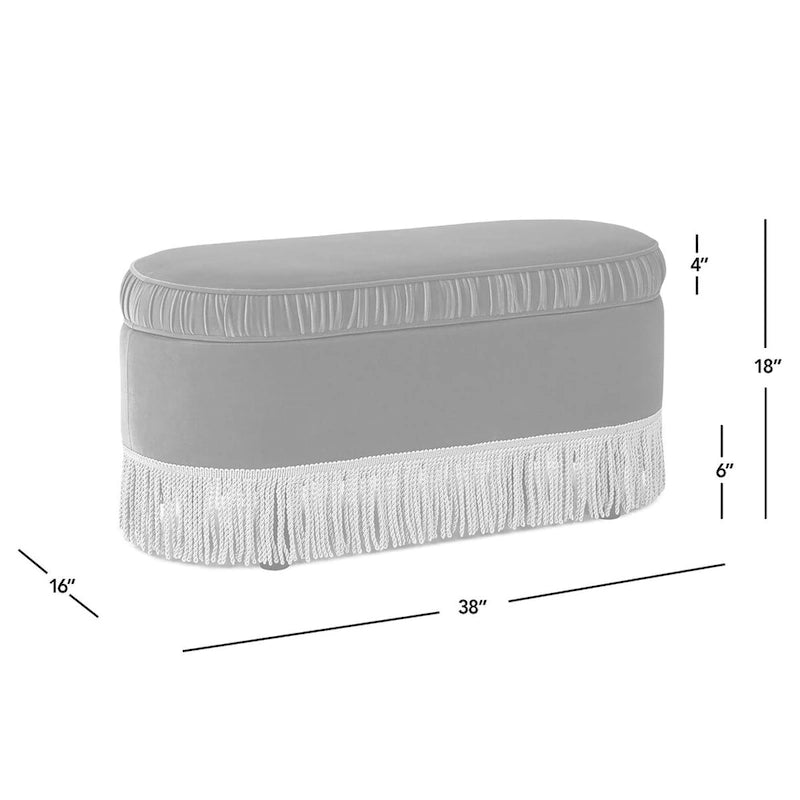 Serena 38 Ottoman banquette de rangement ovale plissée