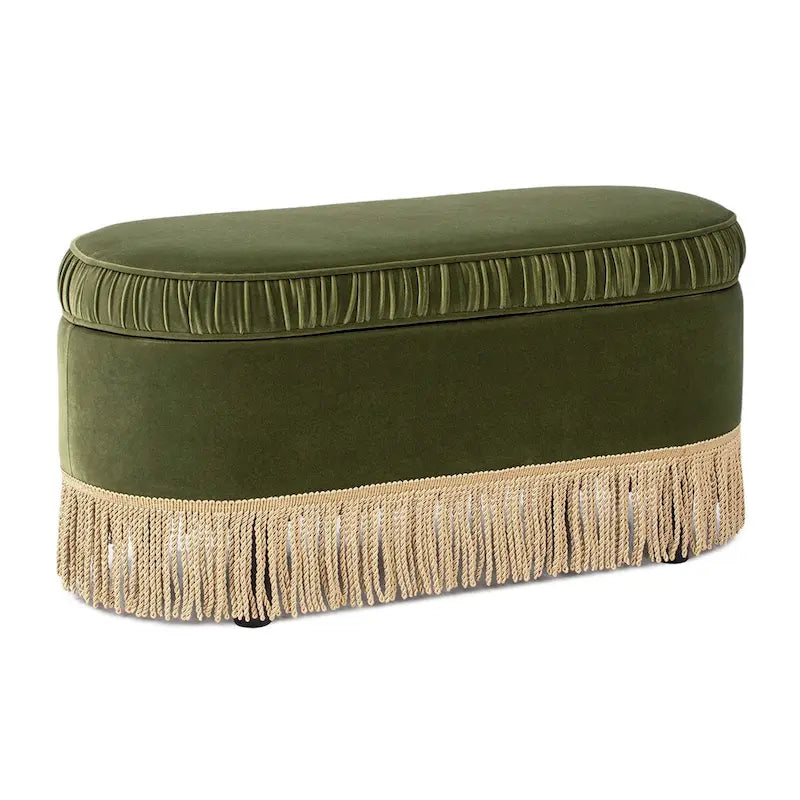 Serena 38 Ottoman banquette de rangement ovale plissée