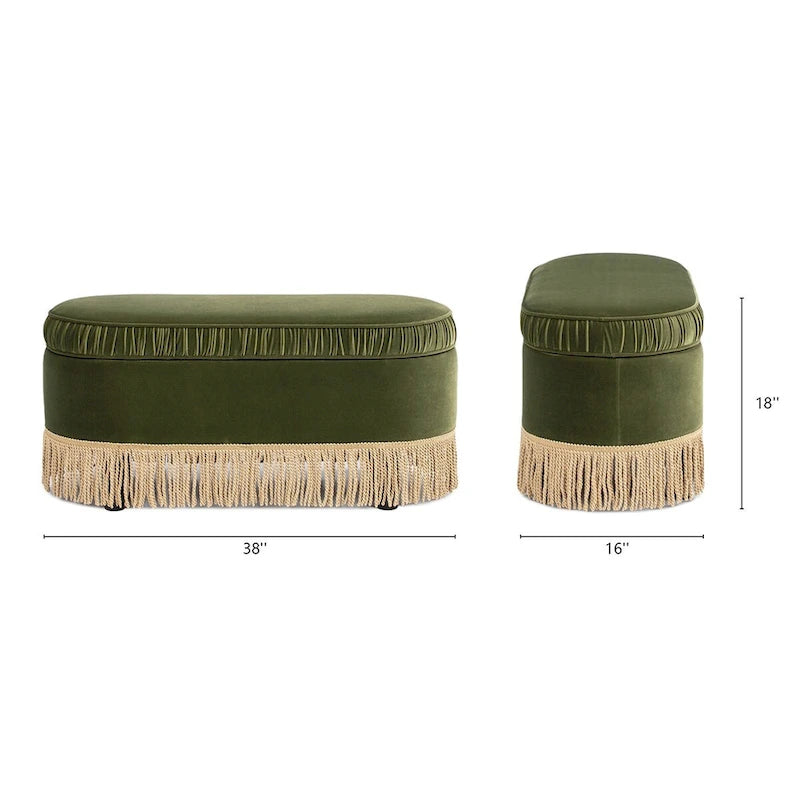 Serena 38 Ottoman banquette de rangement ovale plissée