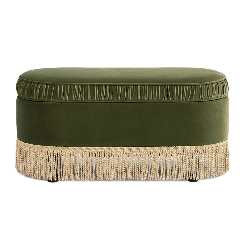 Serena 38 Ottoman banquette de rangement ovale plissée