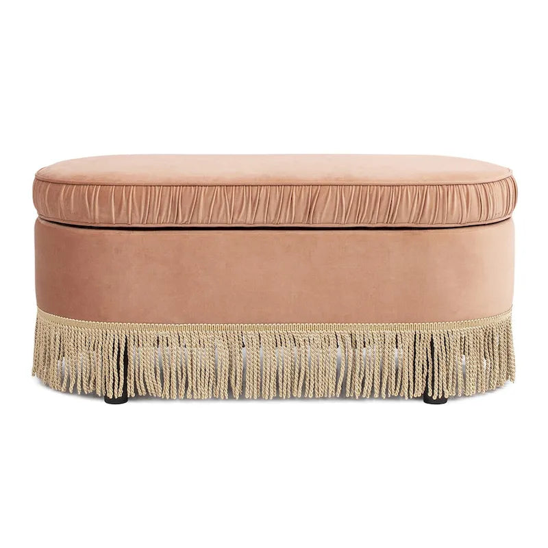 Serena 38 Ottoman banquette de rangement ovale plissée