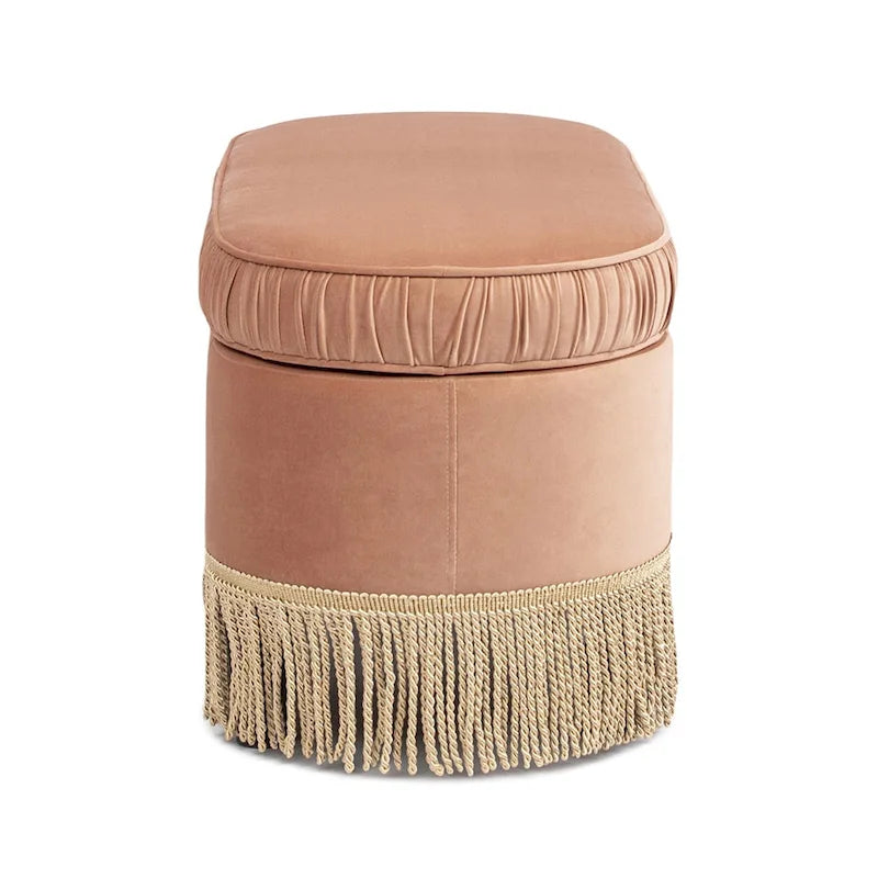 Serena 38 Ottoman banquette de rangement ovale plissée