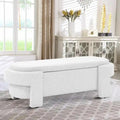 Banc de rangement français minimaliste rembourré en tissu avec quatre pieds rembourrés