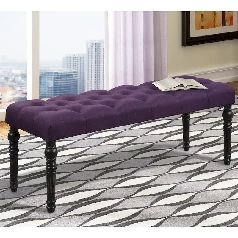 Banc de salle à manger capitonné en tissu avec pieds tournés