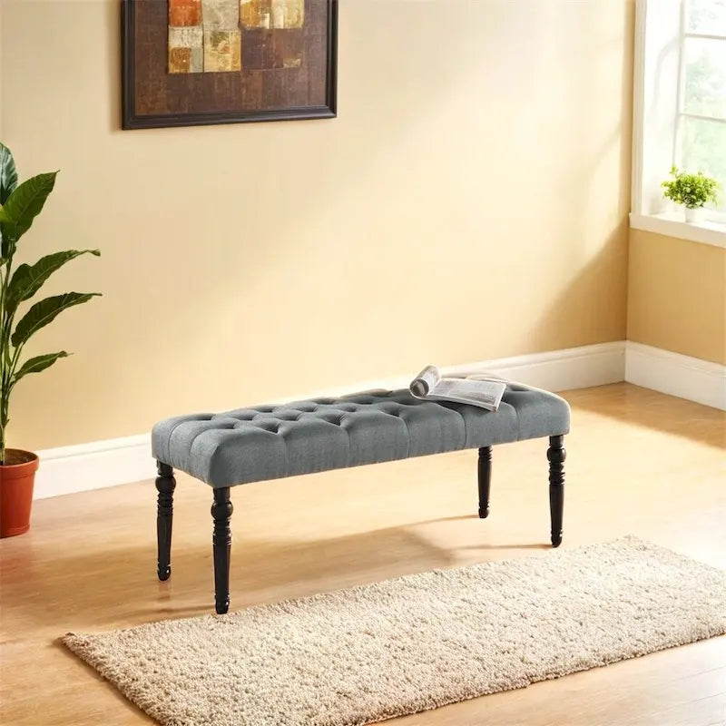 Banc de salle à manger capitonné en tissu avec pieds tournés