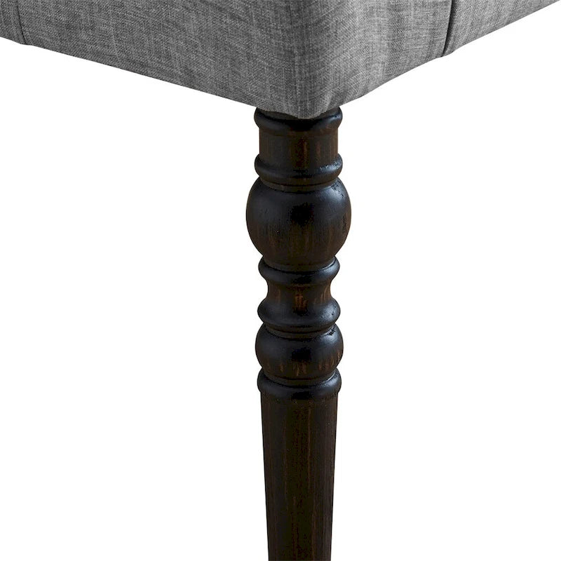 Banc de salle à manger capitonné en tissu avec pieds tournés