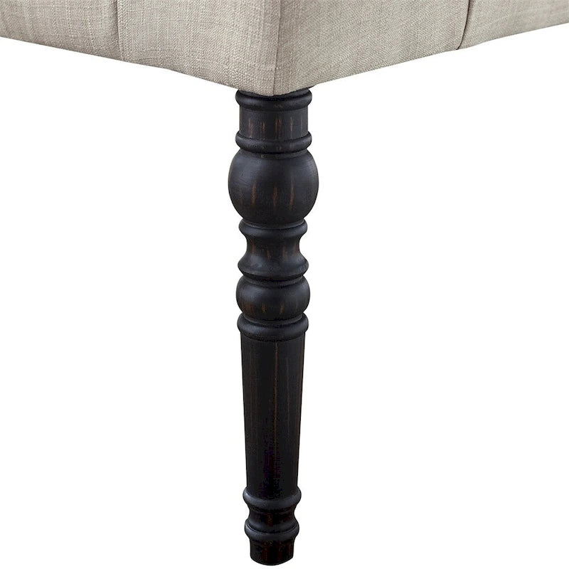 Banc de salle à manger capitonné en tissu avec pieds tournés