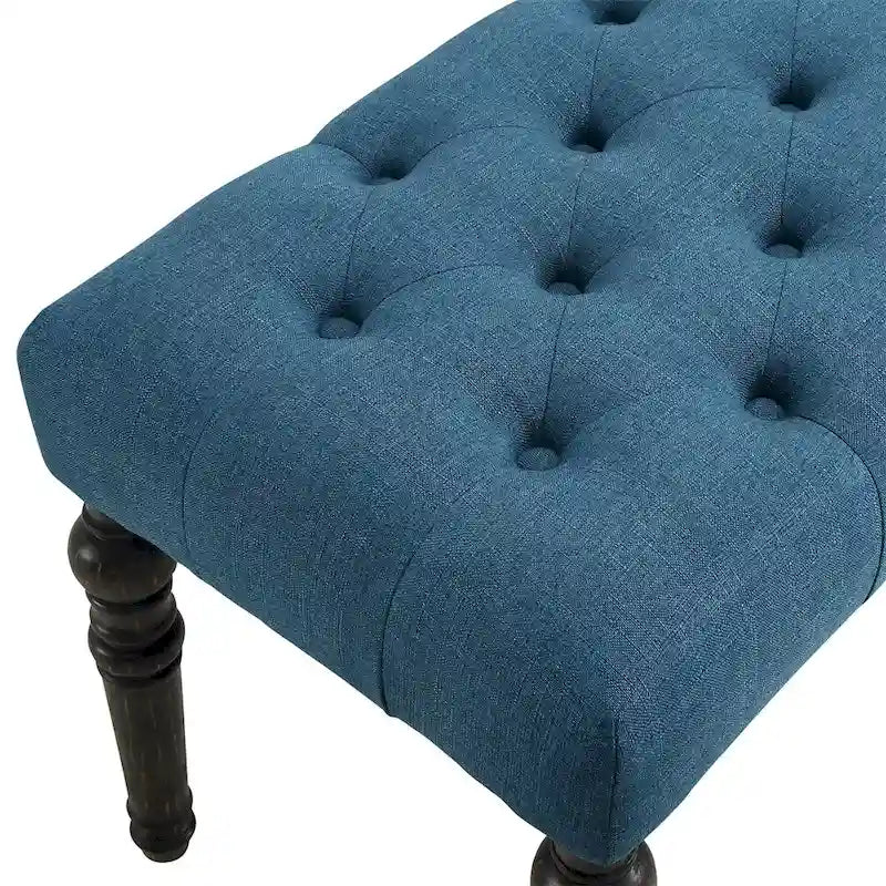 Banc de salle à manger capitonné en tissu avec pieds tournés