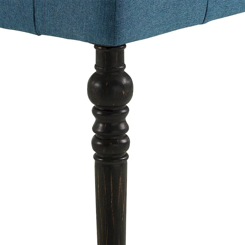 Banc de salle à manger capitonné en tissu avec pieds tournés