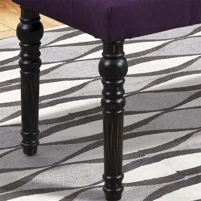 Banc de salle à manger capitonné en tissu avec pieds tournés