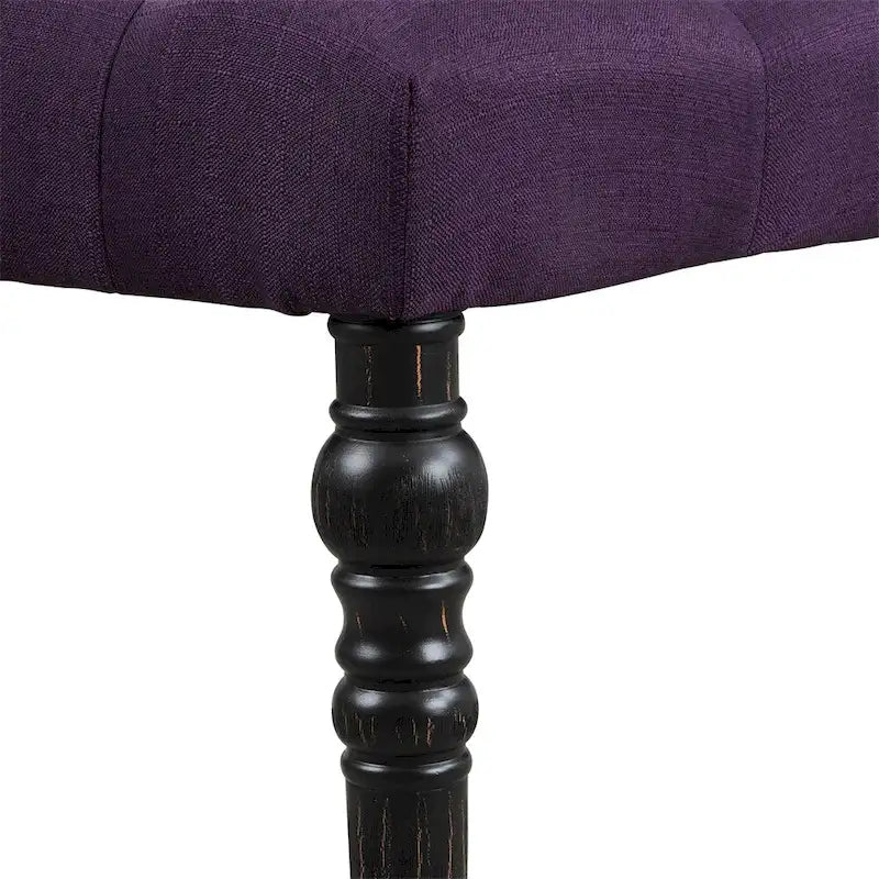 Banc de salle à manger capitonné en tissu avec pieds tournés