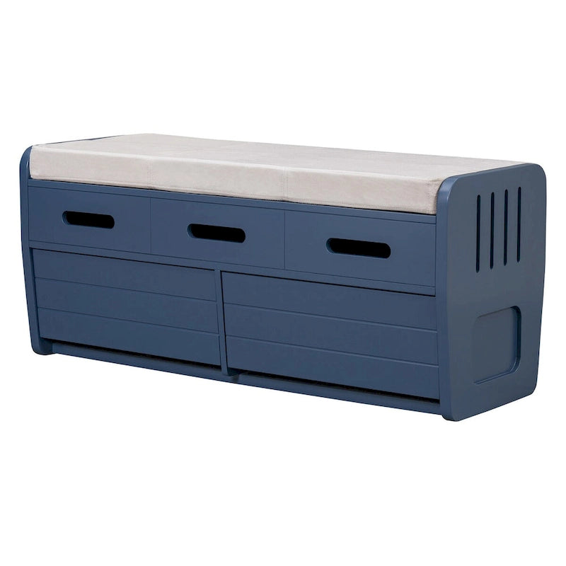Banc de rangement rustique Nestfair avec 2 tiroirs, espace de rangement dissimulé et 3 faux tiroirs sur le dessus