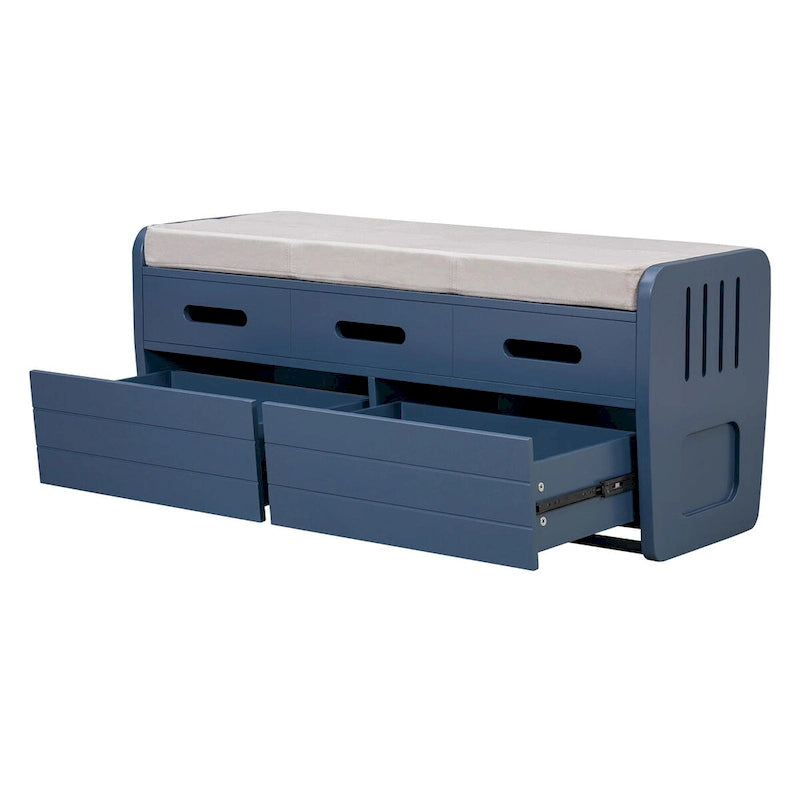 Banc de rangement rustique Nestfair avec 2 tiroirs, espace de rangement dissimulé et 3 faux tiroirs sur le dessus