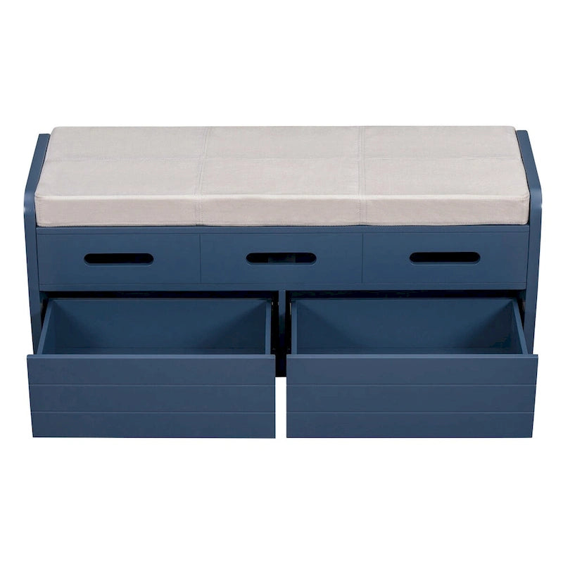 Banc de rangement rustique Nestfair avec 2 tiroirs, espace de rangement dissimulé et 3 faux tiroirs sur le dessus