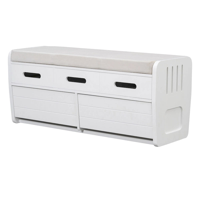 Banc de rangement rustique Nestfair avec 2 tiroirs, espace de rangement dissimulé et 3 faux tiroirs sur le dessus