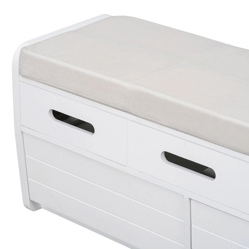 Banc de rangement rustique Nestfair avec 2 tiroirs, espace de rangement dissimulé et 3 faux tiroirs sur le dessus
