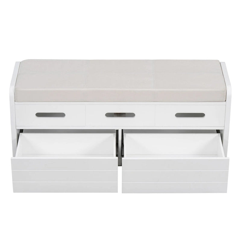 Banc de rangement rustique Nestfair avec 2 tiroirs, espace de rangement dissimulé et 3 faux tiroirs sur le dessus