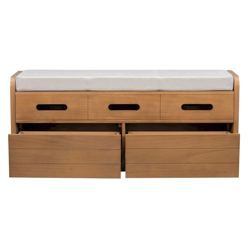 Banc de rangement rustique Nestfair avec 2 tiroirs, espace de rangement dissimulé et 3 faux tiroirs sur le dessus