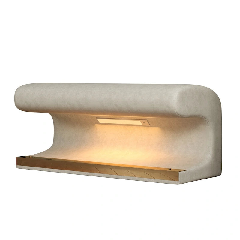 Banc d'entrée Ottoman en cuir rembourré avec éclairage LED à capteur pour salon, chambre, pied de lit