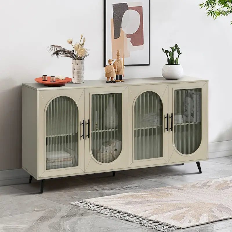 Meuble TV pour téléviseurs de plus de 65 pouces, meuble TV en bois avec placard de rangement et étagères réglables, console multimédia pour salon et chambre à coucher