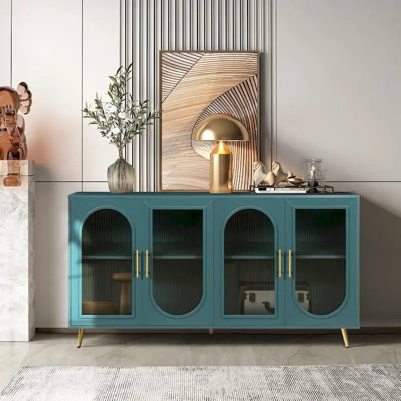 Meuble TV pour téléviseurs de plus de 65 pouces, meuble TV en bois avec placard de rangement et étagères réglables, console multimédia pour salon et chambre à coucher