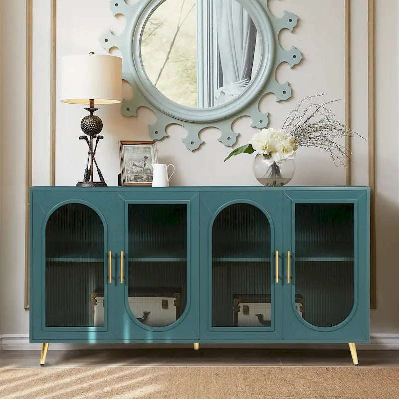 Meuble TV pour téléviseurs de plus de 65 pouces, meuble TV en bois avec placard de rangement et étagères réglables, console multimédia pour salon et chambre à coucher