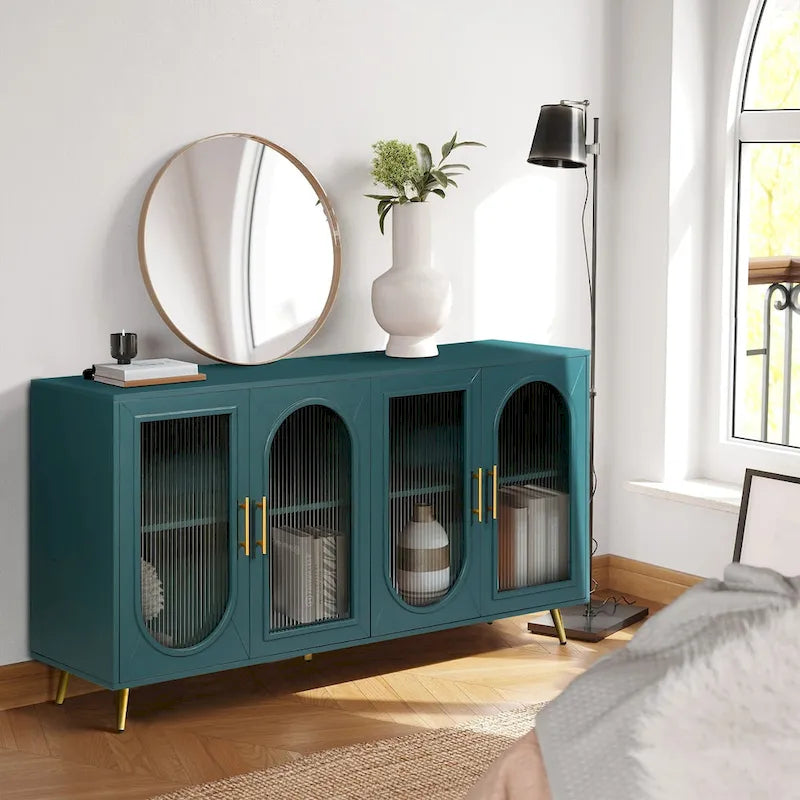 Meuble TV pour téléviseurs de plus de 65 pouces, meuble TV en bois avec placard de rangement et étagères réglables, console multimédia pour salon et chambre à coucher