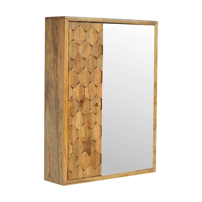Meuble de rangement miroir sculpté ananas