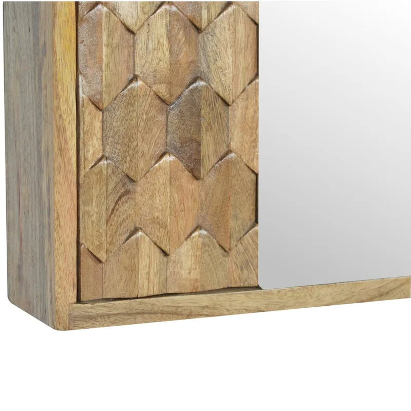 Meuble de rangement miroir sculpté ananas