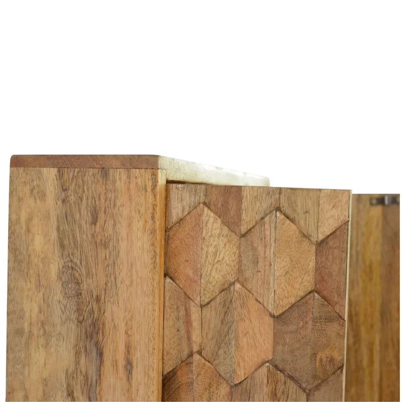 Meuble de rangement miroir sculpté ananas