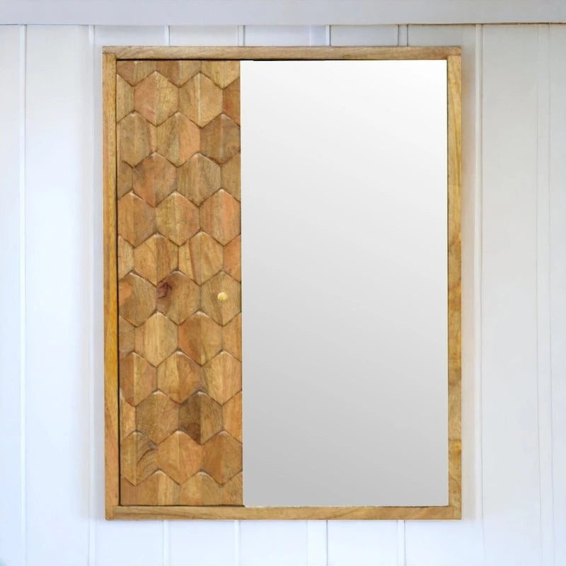 Meuble de rangement miroir sculpté ananas