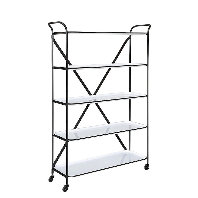 Étagère à 5 niveaux de 167 cm de haut en métal émaillé avec roulettes pivotantes verrouillables