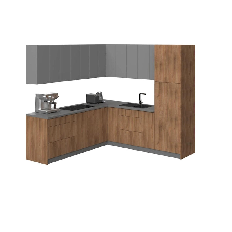 Collection Cuisine Urbaine Teck Naturel & Base Couleur Noir Taille 8x8Ft de Large - 96x96