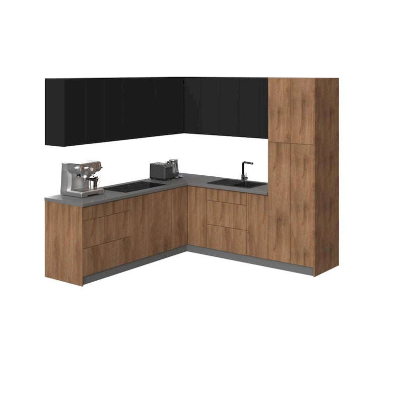 Collection Cuisine Urbaine Teck Naturel & Base Couleur Noir Taille 8x8Ft de Large - 96x96