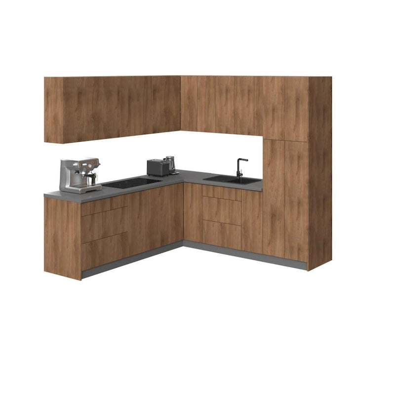 Collection Cuisine Urbaine Teck Naturel & Base Couleur Noir Taille 8x8Ft de Large - 96x96