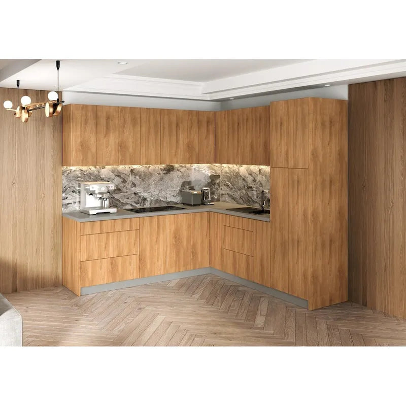 Collection Cuisine Urbaine Teck Naturel & Base Couleur Noir Taille 8x8Ft de Large - 96x96