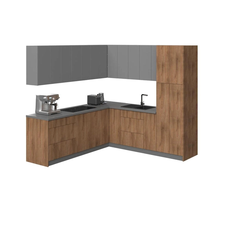 Collection Cuisine Urbaine Teck Naturel & Base Couleur Noir Taille 8x8Ft de Large - 96x96