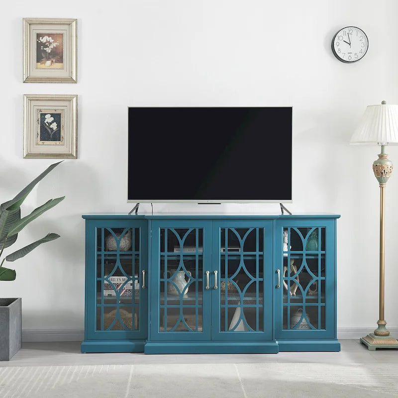 Meuble TV en bois, Buffet, Armoire de rangement avec 4 portes