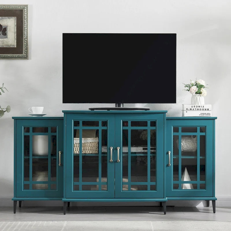 Meuble TV en bois, Buffet, Armoire de rangement avec 4 portes
