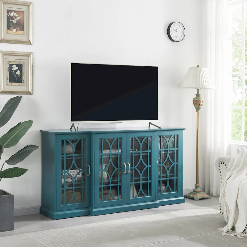 Meuble TV en bois, Buffet, Armoire de rangement avec 4 portes
