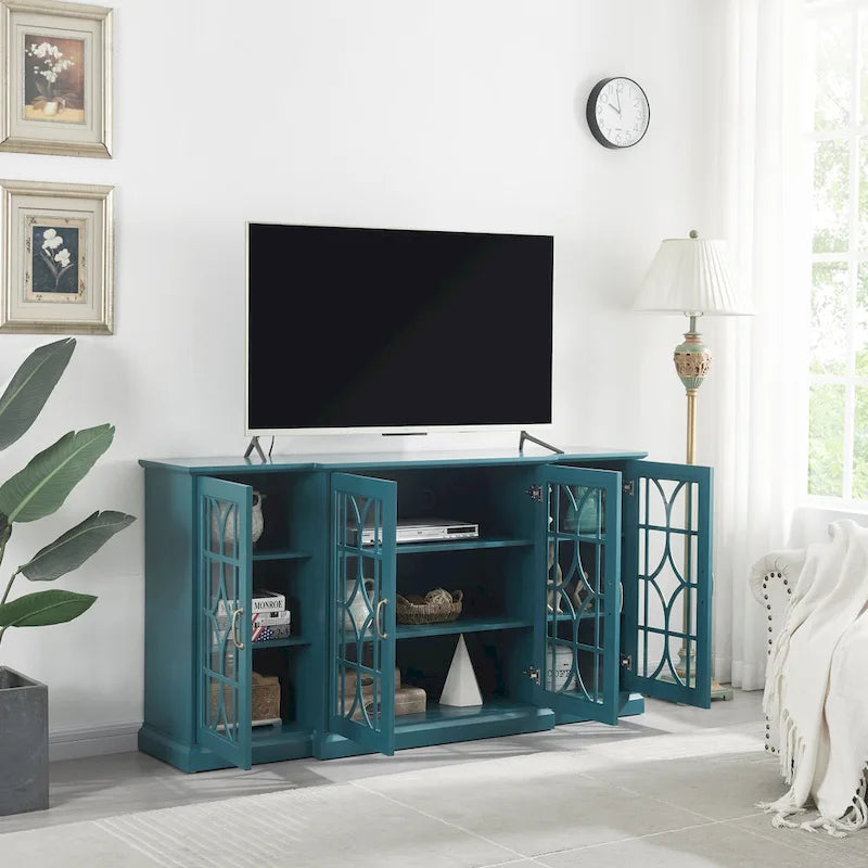 Meuble TV en bois, Buffet, Armoire de rangement avec 4 portes